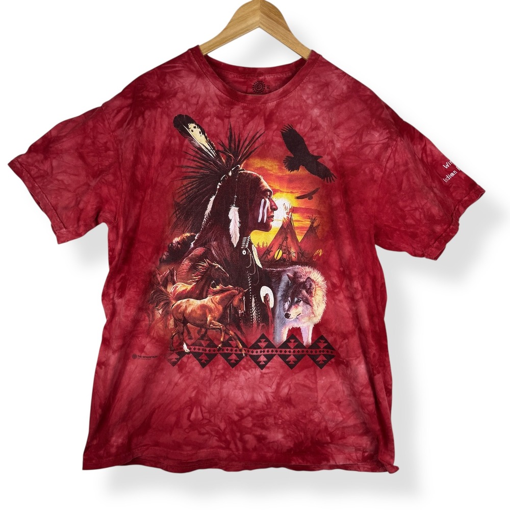 The Mountain Y2K Wind River T Shirt Mens Size XL Native American Western Wolf